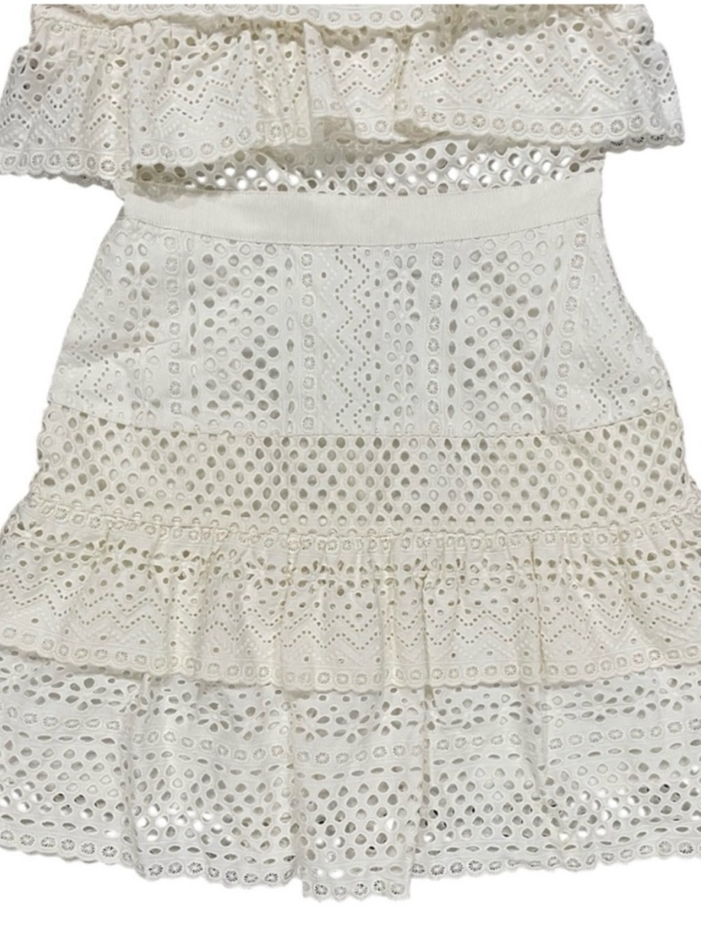 SELF PORTRAIT Off White Lace Cotton Mini Dress Small - Picture 7 of 13